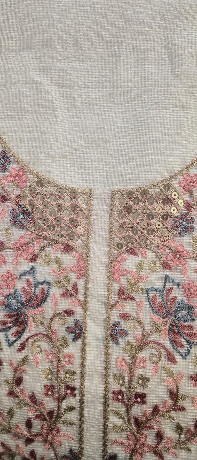 DRAVINAM Trends Women Embroidered Kota Doriya Unstitched Suit Dress Material with Soft Kota Embroidered Dupatta (Cotton Bottoms and Inner Fabric Included)