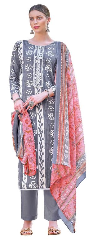 DRAVINAM Trends Unstitched Rayon Kurta Pant Dress Material Set with Cotton Printed Dupatta for Women
