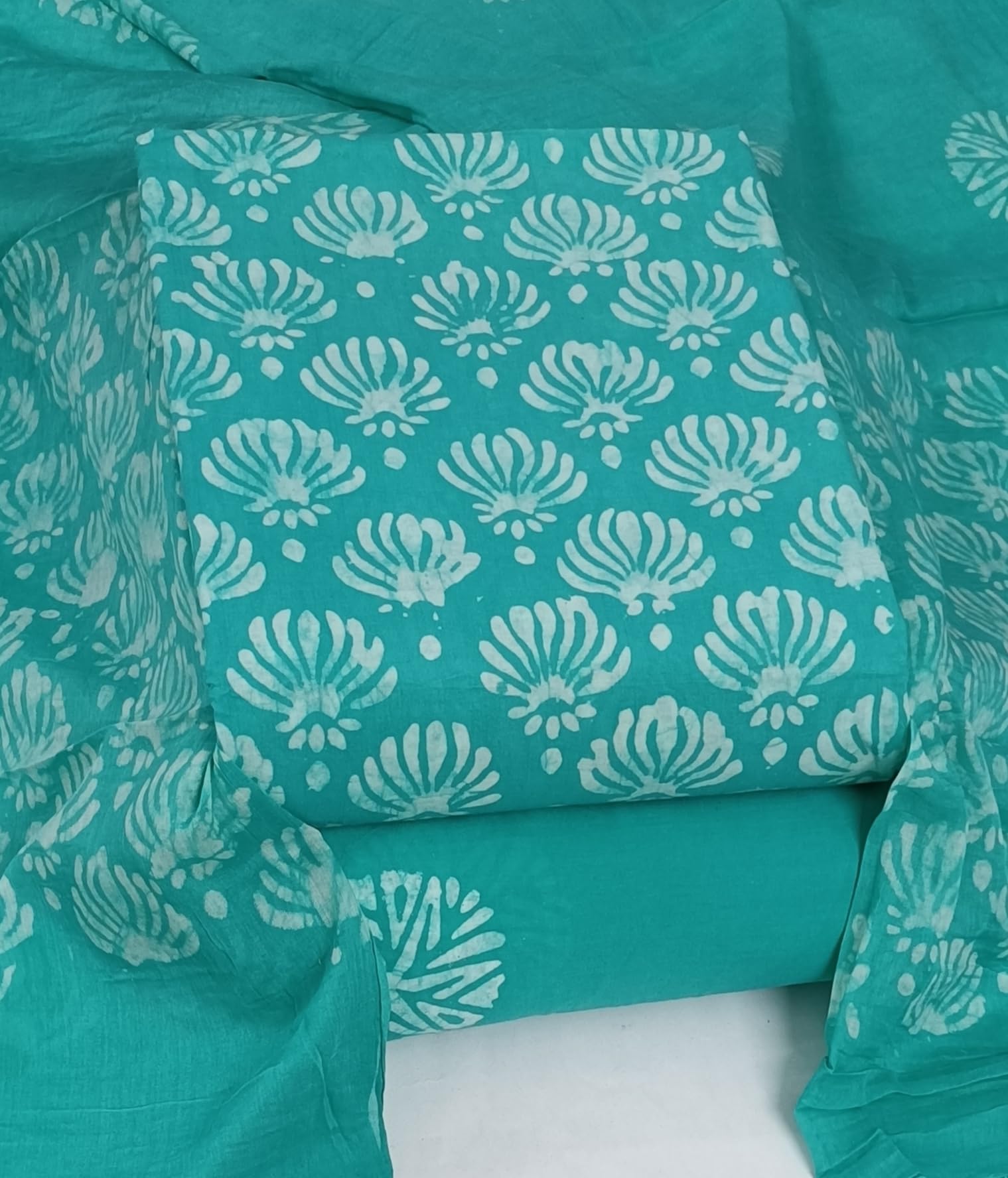DRAVINAM Trends Unstitched Jaipuri Handmade Wax Batik Print Soft Cotton Dress Material with Dupatta
