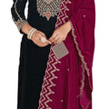 DRAVINAM Trends Women's Unstitch Premium Velvet Fancy Embroidery Winter Wear Salwar Suit Material With Unstitch Bottoms and Piping Dupatta