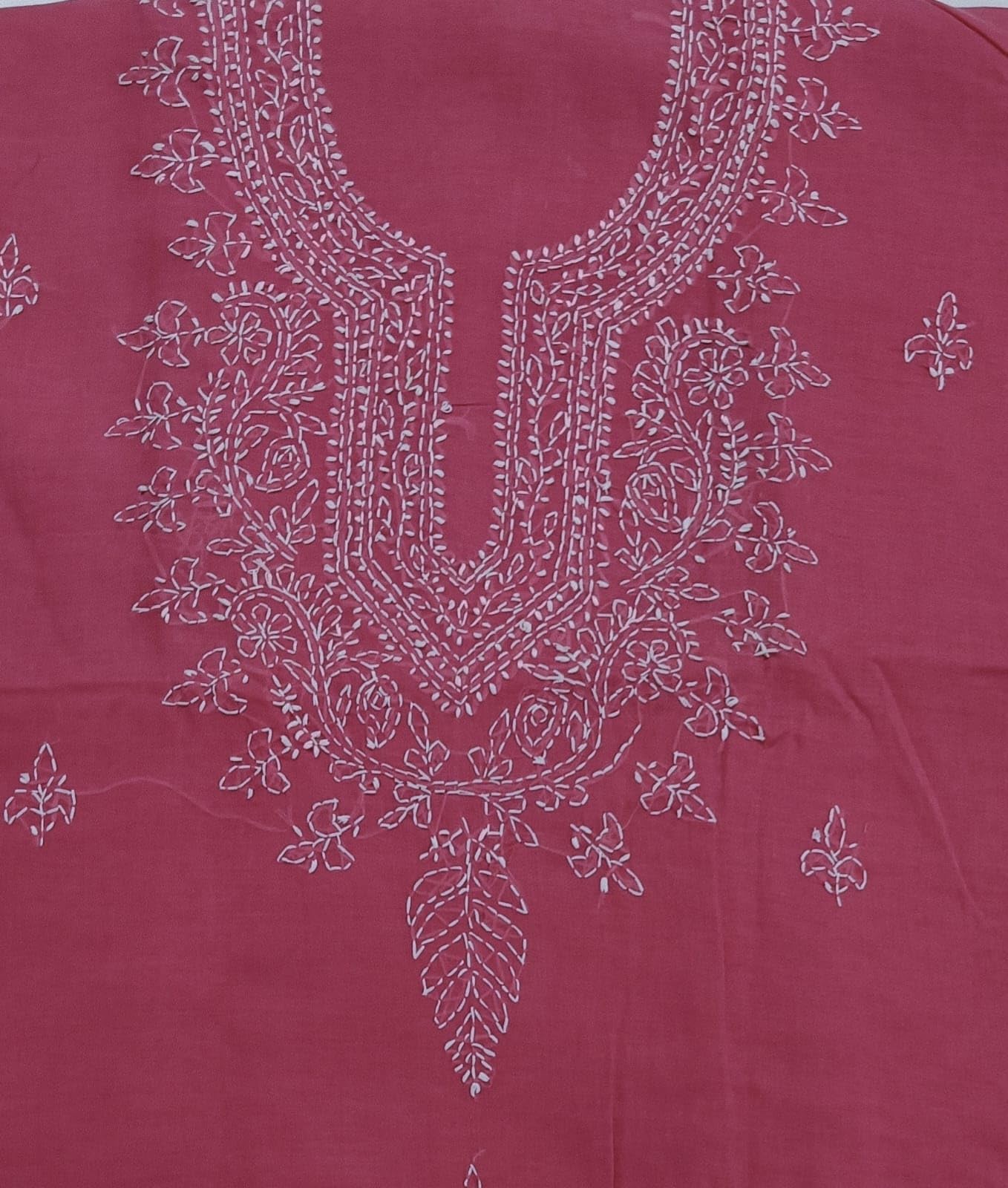 DRAVINAM Trends Women’s Cotton Unstitched Chikankari Suit Set with Dupatta & Bottom | Hand-Embroidered Lucknowi Dress Material | Premium Ethnic Wear for Women | Free Size (3-Piece)