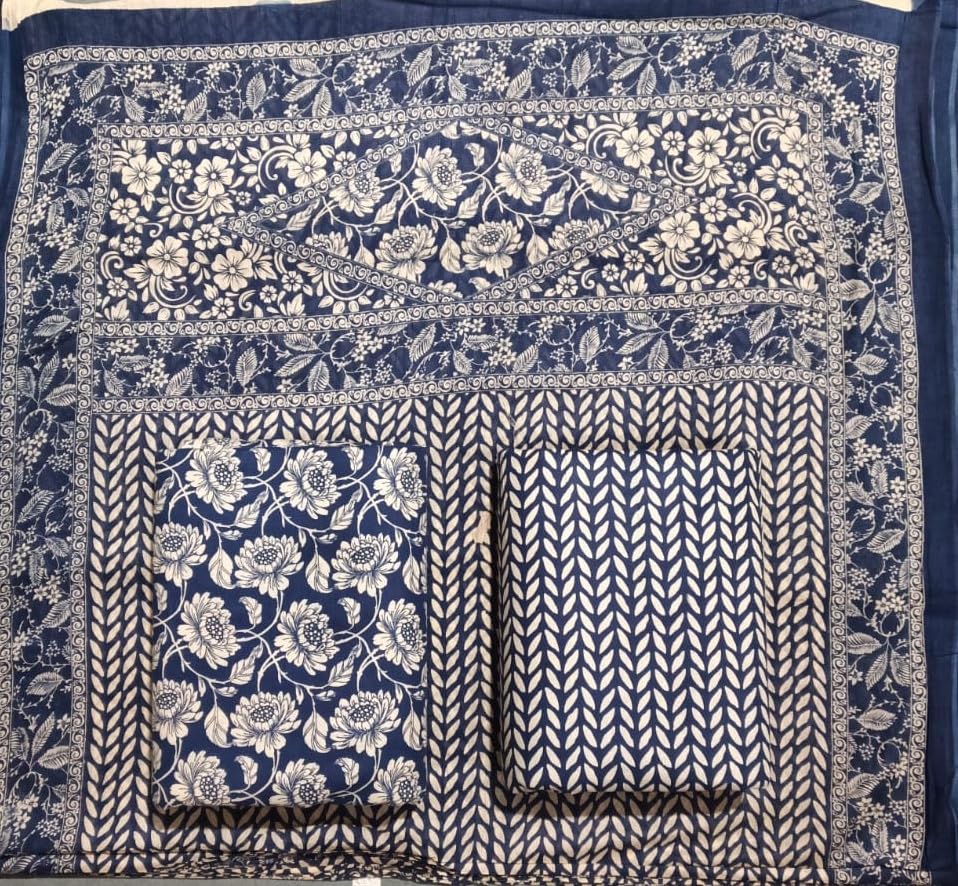 DRAVINAM Trends Jaipuri Print Cambric Cotton Unstitched Salwar Suit Dress Material for Women with Mulmul Cotton Dupatta