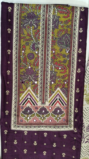 DRAVINAM Trends Women's Unstitched Rayon Batik Print Hand Work Dress Material Salwar Suit Set with Printed Cotton Dupatta