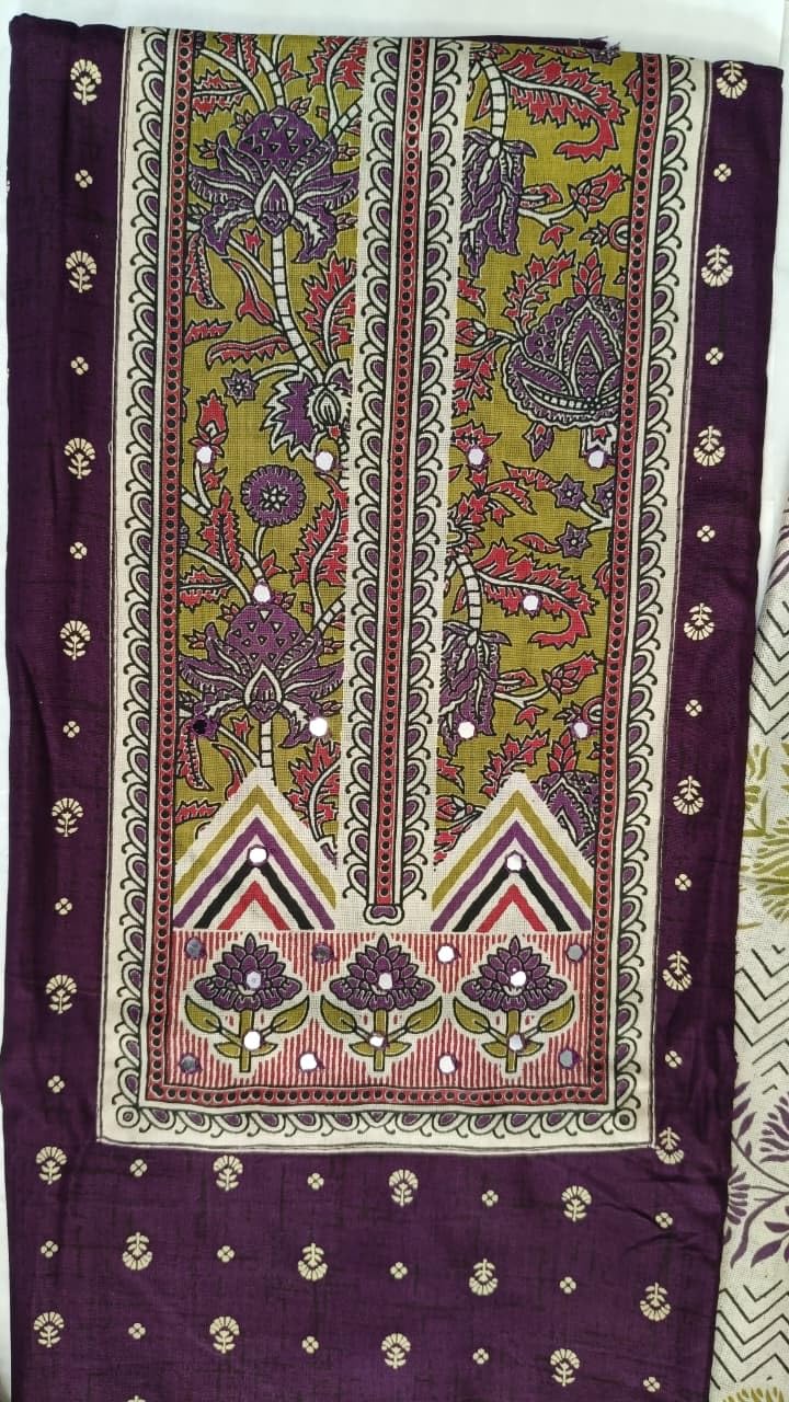 DRAVINAM Trends Women's Unstitched Rayon Batik Print Hand Work Dress Material Salwar Suit Set with Printed Cotton Dupatta