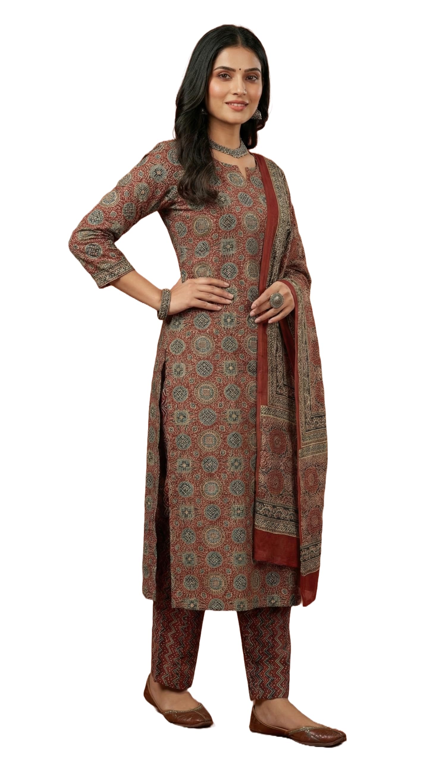DRAVINAM Trends Jaipuri Print Cambric Cotton Unstitched Salwar Suit Dress Material for Women with Mulmul Cotton Dupatta