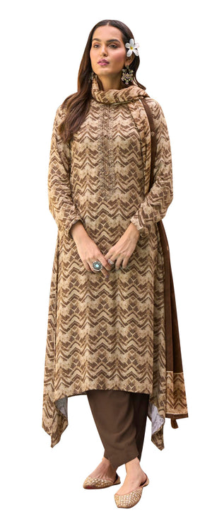 DRAVINAM Trends Women's Unstitched digital Print Woollen Viscose Pashmina embroidered Salwar Suit Dress Material with Wool Pashmina Digital Printed Shawl Dupatta