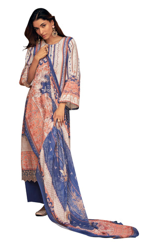 DRAVINAM Trends Women's Unstitched Pakistani Digital Print Daman Embroidered Pure Viscose Woollen Pashmina Salwar Suit Dress Material with Pashmina Digital Printed Shawl Dupatta (Free Size)
