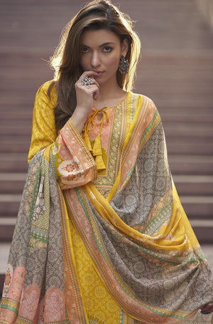 DRAVINAM Trends Womens Unstitched Pure Lawn Cotton Digital Print Salwar Suit Dress Material with Cotton printed Dupatta