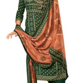 DRAVINAM Trends Women's Unstitched Bandhani Print Warm Woollen Pashmina Salwar Suit Dress Material with Pashmina Printed Shawl Dupatta (Free Size_Green)