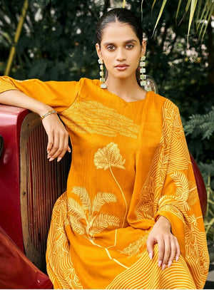 DRAVINAM Trends Women's Winter Wear Kashmiri Kani Printed Warm Salwar Kameez Dress Material with Swaroski Work and Twill Pashmina Printed Shawl Dupatta