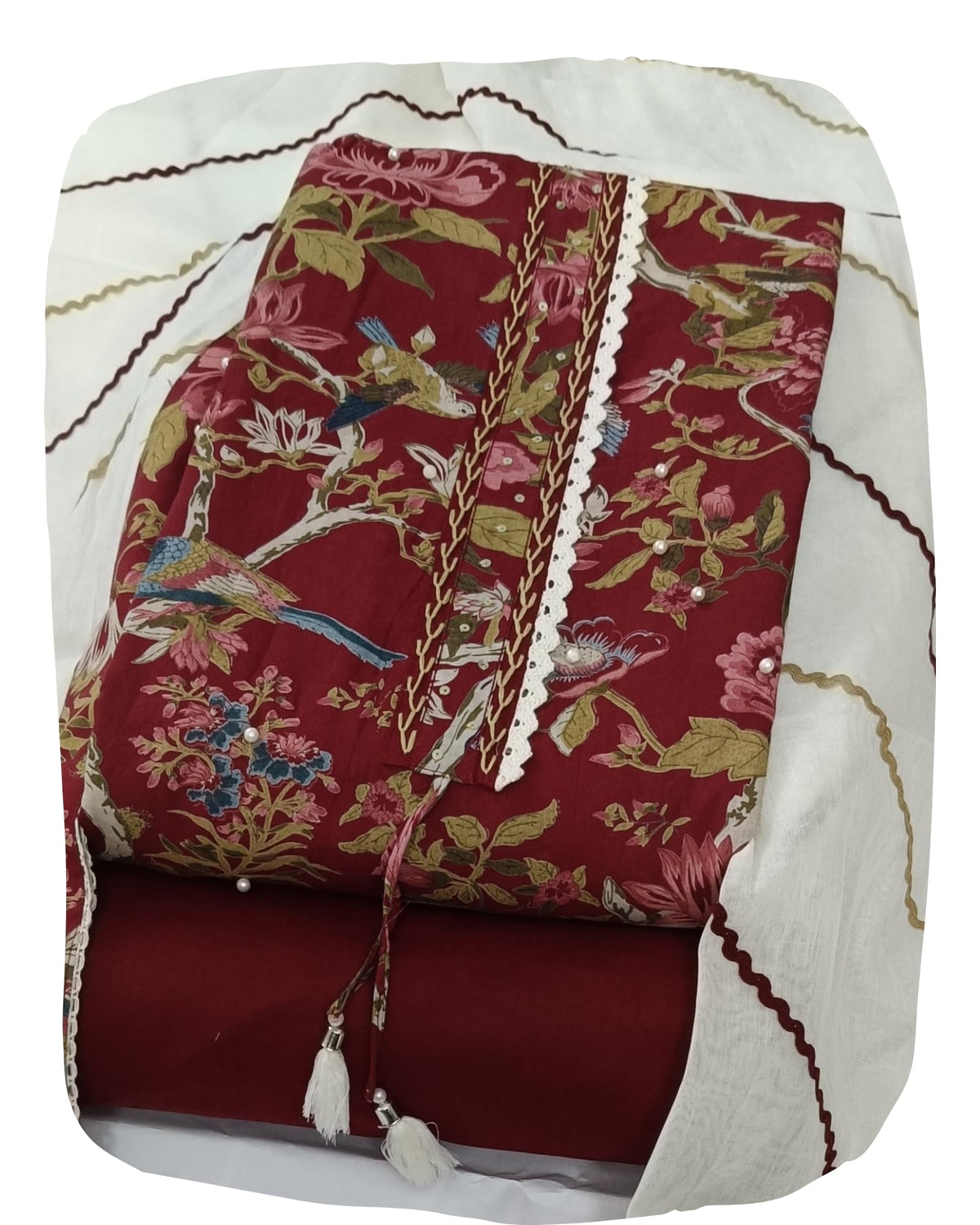 DRAVINAM Trends Women's Floral Printed Premium Cotton Suit Material with Fancy Cotton Dupatta