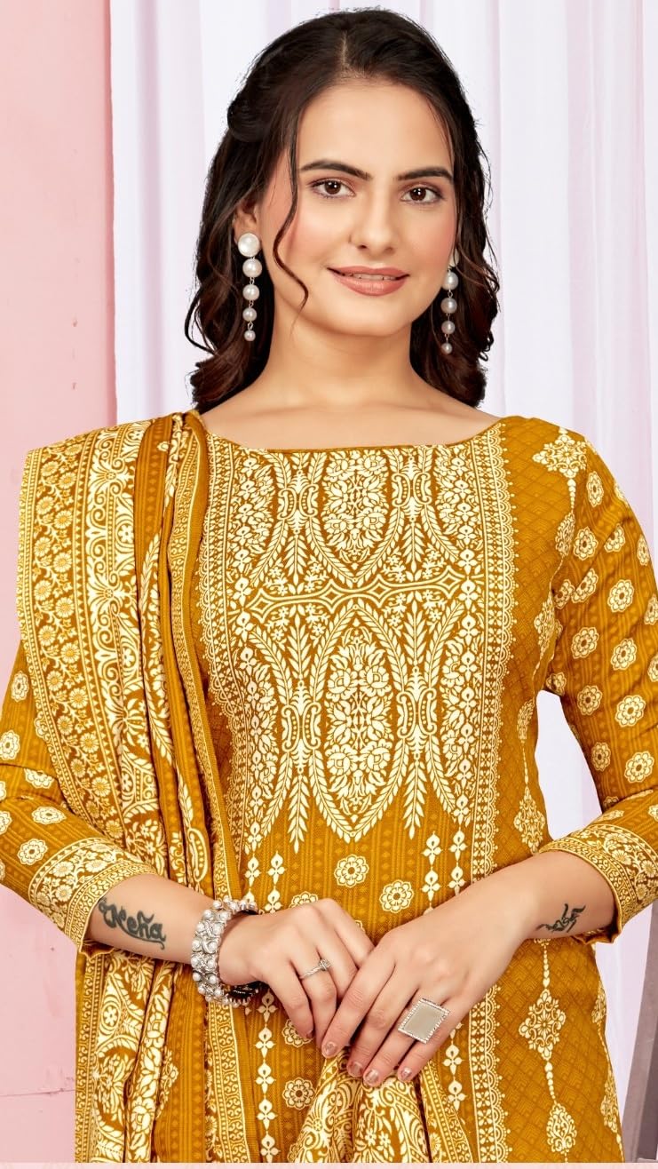 DRAVINAM Trends Women's Unstitched Winter Wear Digital Printed Heavy Woolen Pashmina Salwar Suit Dress Material with Printed Shawl Dupatta