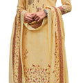 DRAVINAM Trends Unstitched Printed Embroidery Work Pure Cotton Salwar Suits Dress Material with Cotton Dupatta (Yellow)
