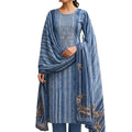 DRAVINAM Trends Women’s winter wear dobby printed woollen Unstitched swaroski work Salwar Suit dress material with printed pashmina shawl Dupatta/Chunni (Free size_Blue)