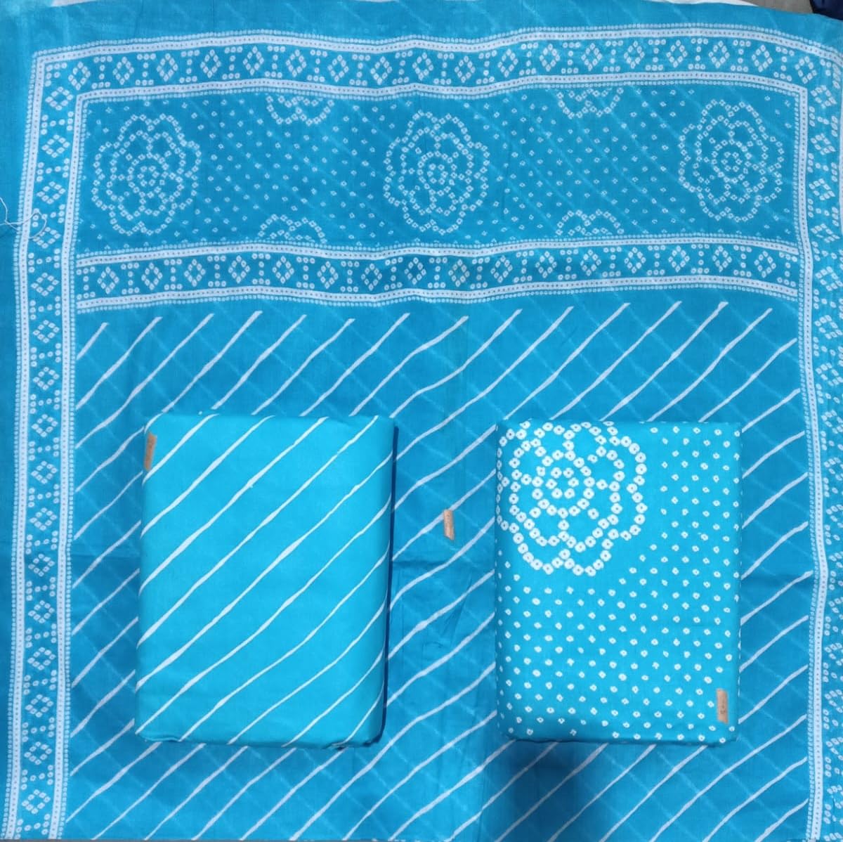 DRAVINAM Trends Jaipuri Print Cambric Cotton Unstitched Salwar Suit Dress Material for Women with Mulmul Cotton Dupatta