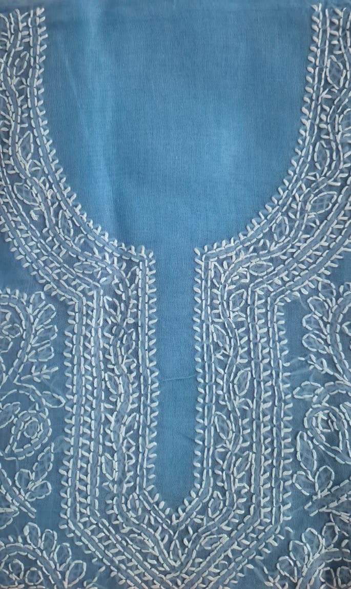 DRAVINAM Trends Women’s Cotton Unstitched Chikankari Suit Set with Dupatta & Bottom | Hand-Embroidered Lucknowi Dress Material | Premium Ethnic Wear for Women | Free Size (3-Piece)