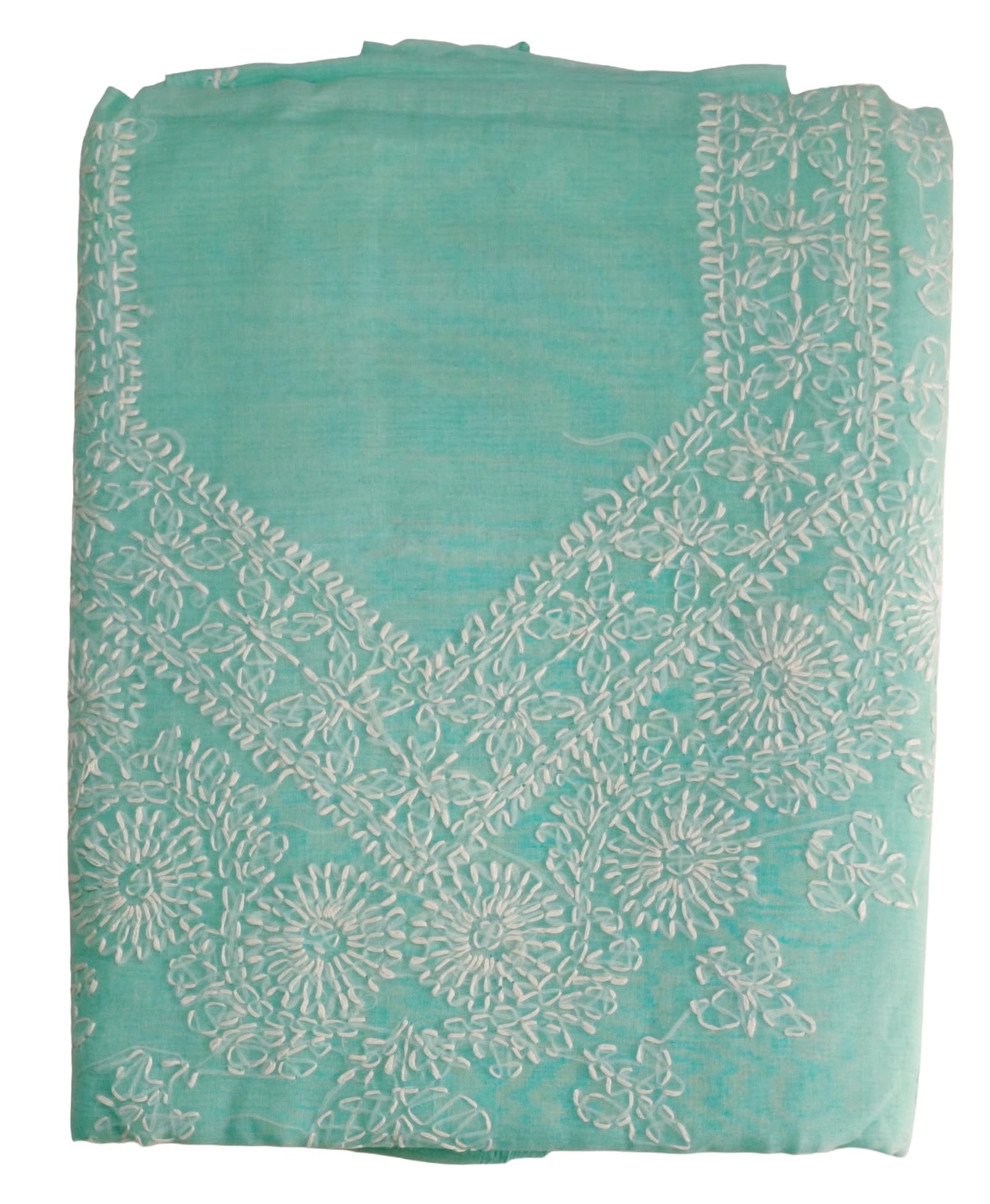 DRAVINAM Trends Women’s Cotton Unstitched Chikankari Suit Set with Dupatta & Bottom | Hand-Embroidered Lucknowi Dress Material | Premium Ethnic Wear for Women | Free Size (3-Piece)