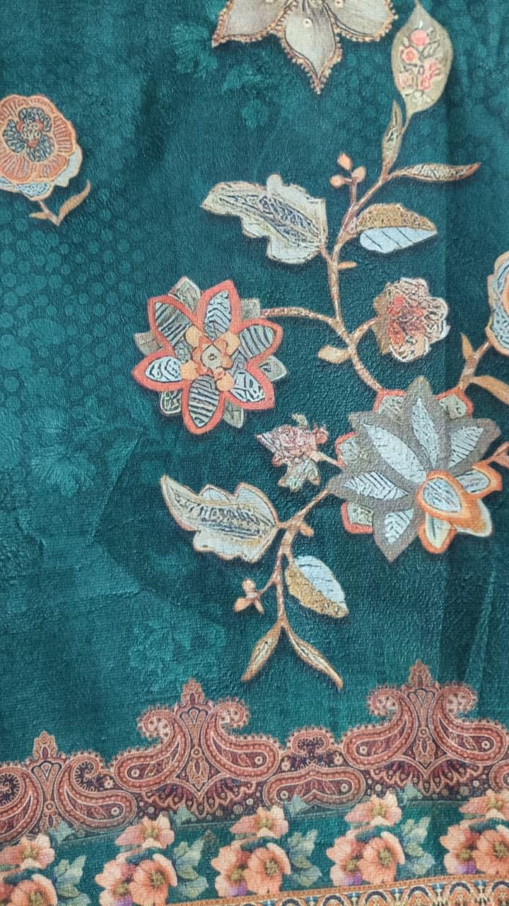 DRAVINAM Trends Women's Winter Wear Unstitched Digital Floral Printed Velvet Salwar Suit Dress Material with Velvet Digital Printed Dupatta