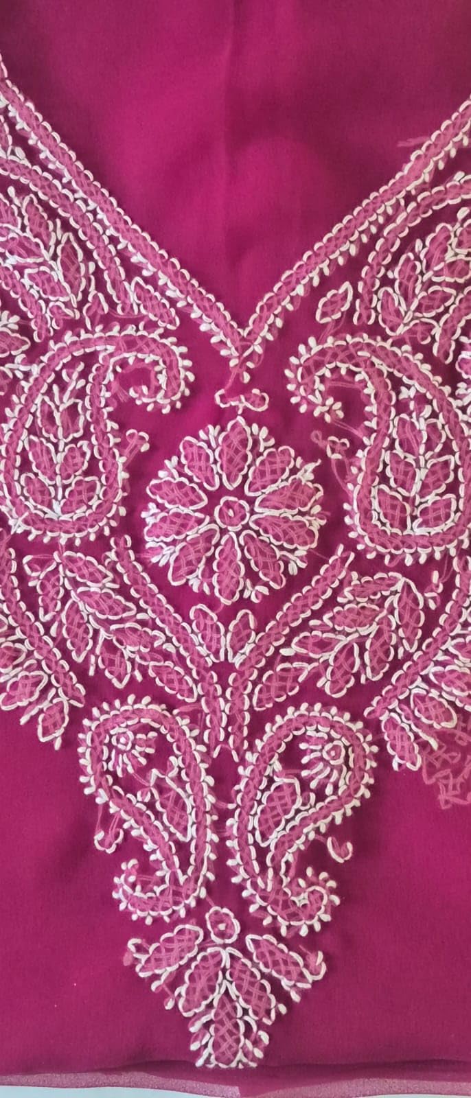 DRAVINAM Trends Women Unstitched Lucknow Hand Work Chikankari Faux Georgette Suit Dress Material with Dupatta
