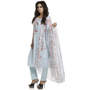 DRAVINAM Trends Women's Unstitched Muslin Digital Printed Salwar Suit Dress Material with Tabby Lining Printed Dupatta (Free size_Sea Green)