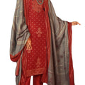 DRAVINAM Trends Women's swaroski Unstitched Bandhani Print Warm Woollen Pashmina Salwar Suit Dress Material with Pashmina Printed Shawl Dupatta (Free Size_Red)