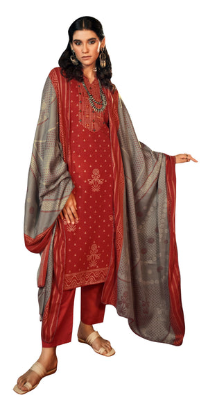 DRAVINAM Trends Women's Unstitched Bandhani Printed Woollen Pashmina Salwar Suit Dress Material with and Pashmina Printed Shawl Dupatta (Free Size_Yellow)
