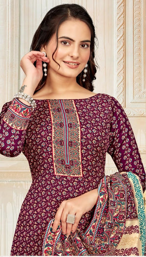 DRAVINAM Trends Women's Unstitched Winter Wear Kaani Digital Printed Heavy Woolen Pashmina Salwar Suit Dress Material with Printed Shawl Dupatta