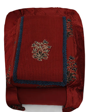 DRAVINAM Trends Women's Cotton Floral Printed Unstitched Suit Set with Embroidered Pin-Tuck Yoke & Soft Silk Dupatta