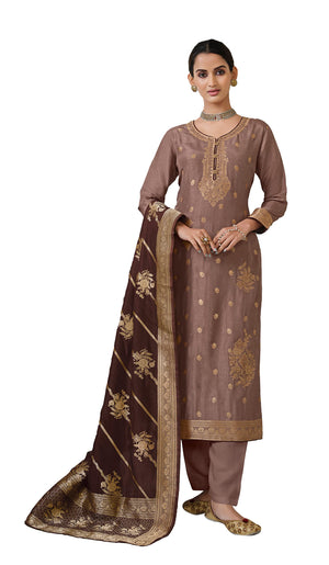 DRAVINAM Trends Women's Marriage Pure Dola Silk Weaving Jacquard Diamond Work Unstitched Pakistani Salwar Suit Dress Material with Pure Dola Silk Jacquard Dupatta