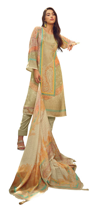 DRAVINAM Trends Women's Viscous Pashmina Digital Printed Fancy Embroidered Salwar Suit Dress Material with Pure Woolen Showl Digital Printed Dupatta