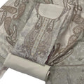 DRAVINAM Trends Women's Elegant Taupe & Off-White Embroidered Pure Muslin Dress Material with Printed Dupatta