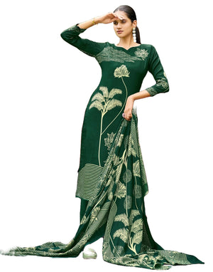 DRAVINAM Trends Women's Winter Wear Kashmiri Kani Printed Warm Salwar Kameez Dress Material with Swaroski Work and Twill Pashmina Printed Shawl Dupatta