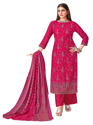 DRAVINAM Trends Women's Modal Unstitched Dress Material - Pure Modal Discharge Print top with Elegant Hand Work (2.5 m), Pure Modal Solid Bottom (2.8m), Viscose Modal Print Dupatta (2.25 m)