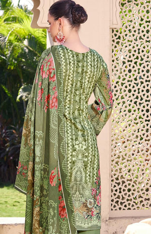 DRAVINAM Trends Women's Unstitched Salwar Suit Dress Material - Pure Cambric Cotton Pakistani Print Embroidered Kameez II Pure Cotton Bottoms II Pure Cotton Dupatta