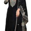 DRAVINAM Trends Women's Unstitch Premium Velvet Heavy Embroidery Winter Wear Salwar Suit material with Velvet Unstitch Bottoms and Piping Velvet Dupatta