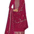 DRAVINAM Trends Women's Pure Georgette Heavy Zari Embroidered Chudidar Suit Dress Material with Zari Embroidered Georgette Dupatta (Free Size_Pink)(Pakistani Salwar Suit)