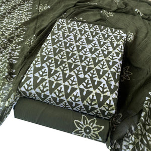 DRAVINAM Trends Unstitched Jaipuri Handmade Wax Batik Print Soft Cotton Dress Material with Dupatta