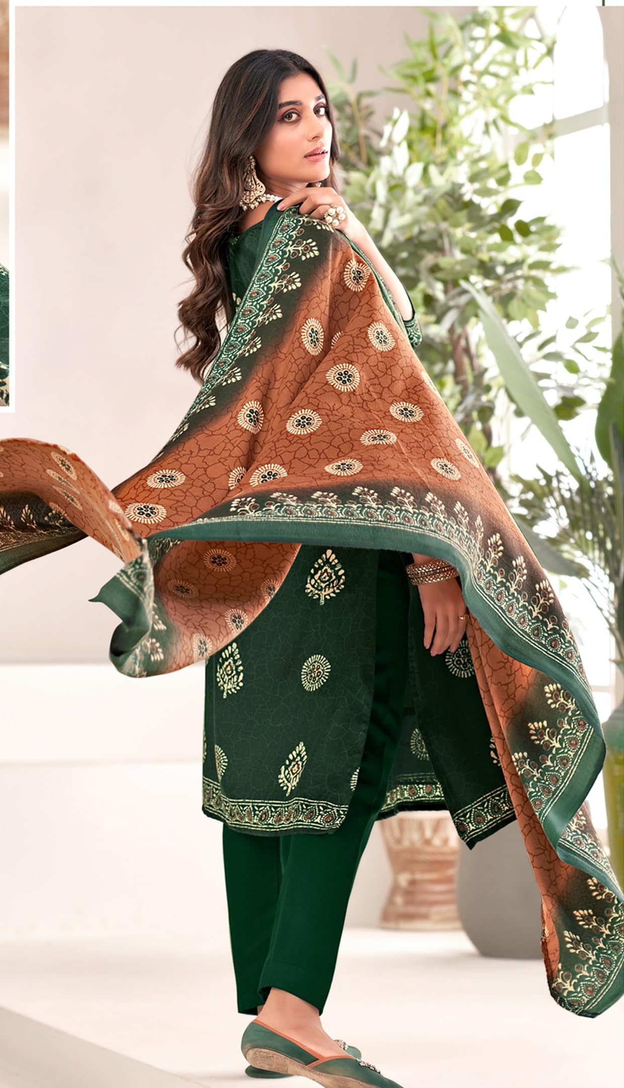 DRAVINAM Trends Women's Digital Printed Pashmina Unstitched Salwar Suit Dress Material with Digital Printed Pashmina Shawl Dupatta