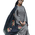 DRAVINAM Trends Women's winter wear pure pashmina wool embroidered dress material with digital print shawl dupatta (grey)