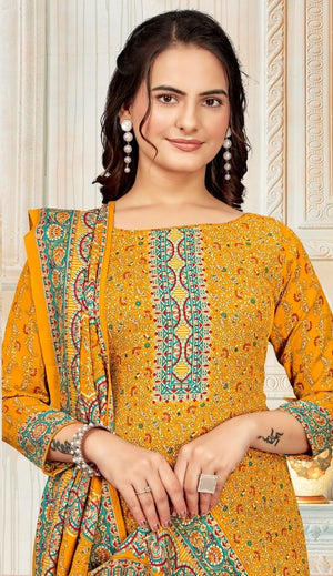 DRAVINAM Trends Women's Unstitched Winter Wear Kaani Digital Printed Heavy Woolen Pashmina Salwar Suit Dress Material with Printed Shawl Dupatta