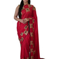 DRAVINAM Trends Women's Stone Work Vichitra Silk Saree with Unstitched Blouse Piece