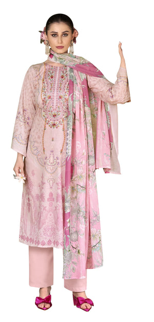 DRAVINAM Trends Women's Unstitched Cotton Suit Dress Material - Pure Cotton Embroidered Digital Top II Cotton Bottoms II Cotton Digital Print Dupatta