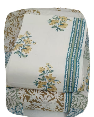 DRAVINAM Trends Hand Block Print Sanganeri Cambric Unstitched Cotton Suit Dress Material for Women with Mulmul Cotton Hand Printed Dupatta