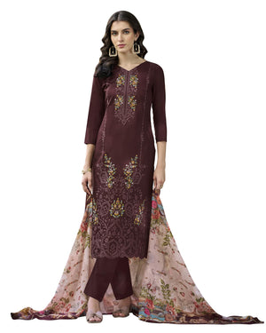 DRAVINAM Trends Women's Unstitched Jam Cotton Embroidered Suit Material - Jam Cotton Heavy Embroidered Cutwork Shirt II Rayon Bottoms II Cotton Printed Dupatta