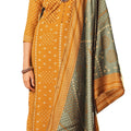 DRAVINAM Trends Women's Unstitched Bandhani Printed Woollen Pashmina Salwar Suit Dress Material with and Pashmina Printed Shawl Dupatta (Free Size_Yellow)
