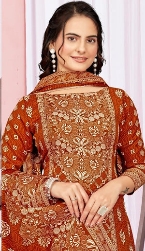 DRAVINAM Trends Women's Unstitched Winter Wear Digital Printed Heavy Woolen Pashmina Salwar Suit Dress Material with Printed Shawl Dupatta