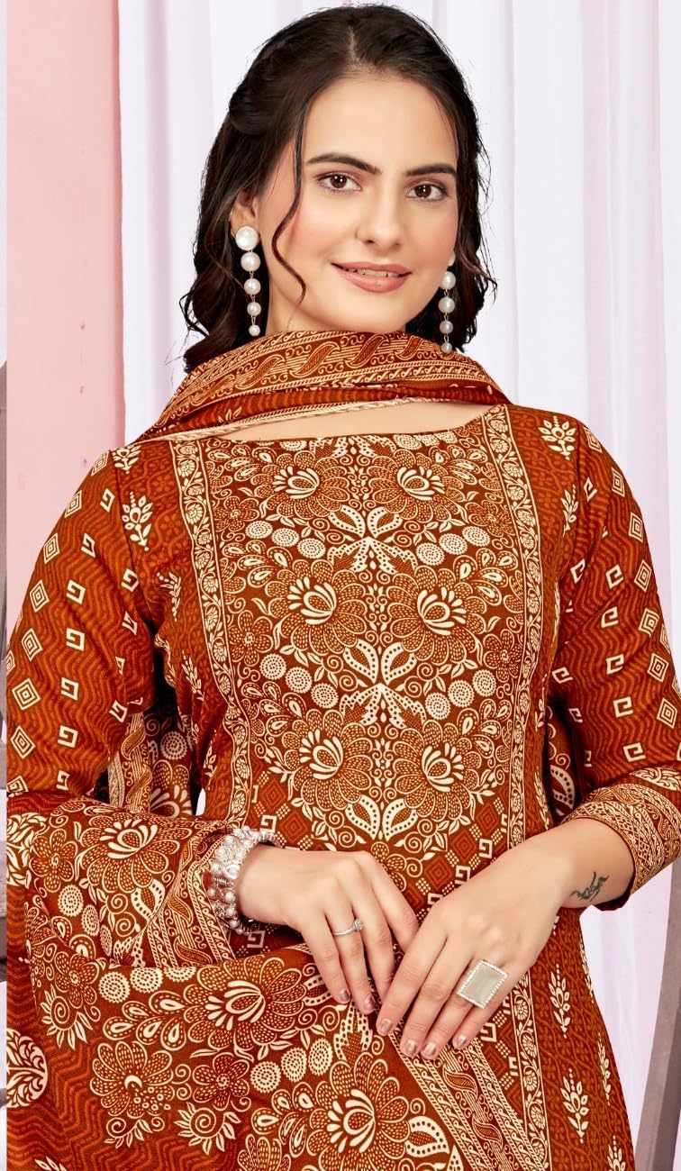 DRAVINAM Trends Women's Unstitched Winter Wear Digital Printed Heavy Woolen Pashmina Salwar Suit Dress Material with Printed Shawl Dupatta