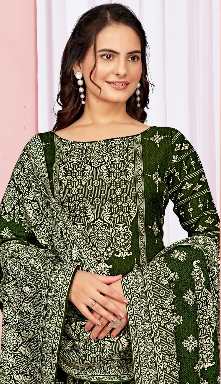 DRAVINAM Trends Women's Unstitched Winter Wear Digital Printed Heavy Woolen Pashmina Salwar Suit Dress Material with Printed Shawl Dupatta