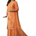 DRAVINAM Trends Women's Summer Wear Pure Linen Cotton Digital Printed Unstitched Salwar Suit Dress Material with Pure Nazneen Chiffon Printed Dupatta/Chunni (Orange)
