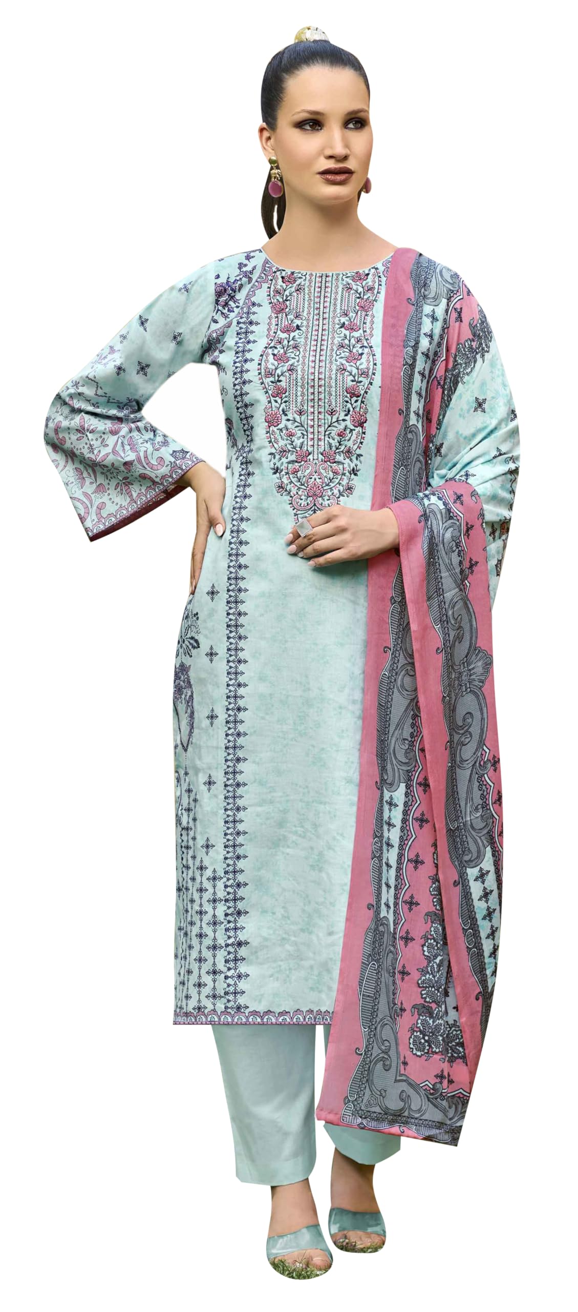 DRAVINAM Trends Kurti 2.50 mtrs, PURE COTTON DYED (2.7 m),PURE LAWN MULMUL DIGITAL PRINT COTTON DUP (2.25|Bawa